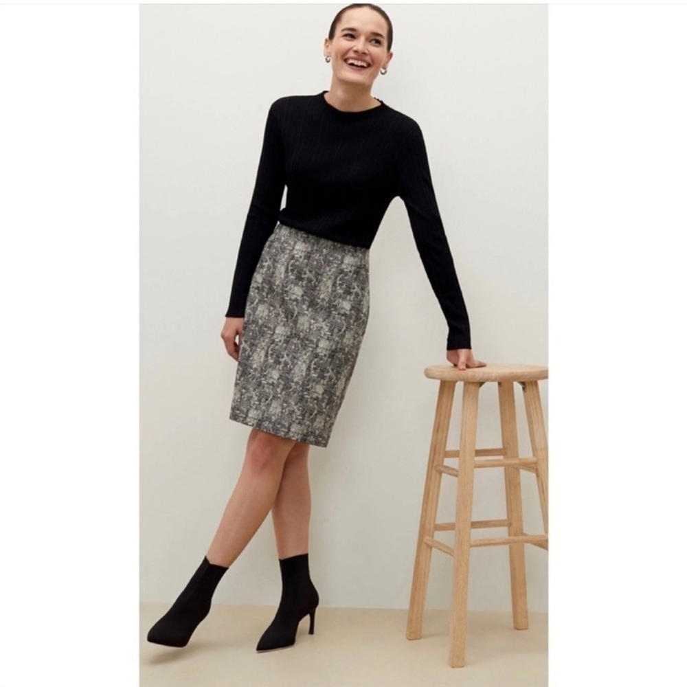 Mm LaFleur Noho Lined Pencil Skirt in Black White Crackle Size 8